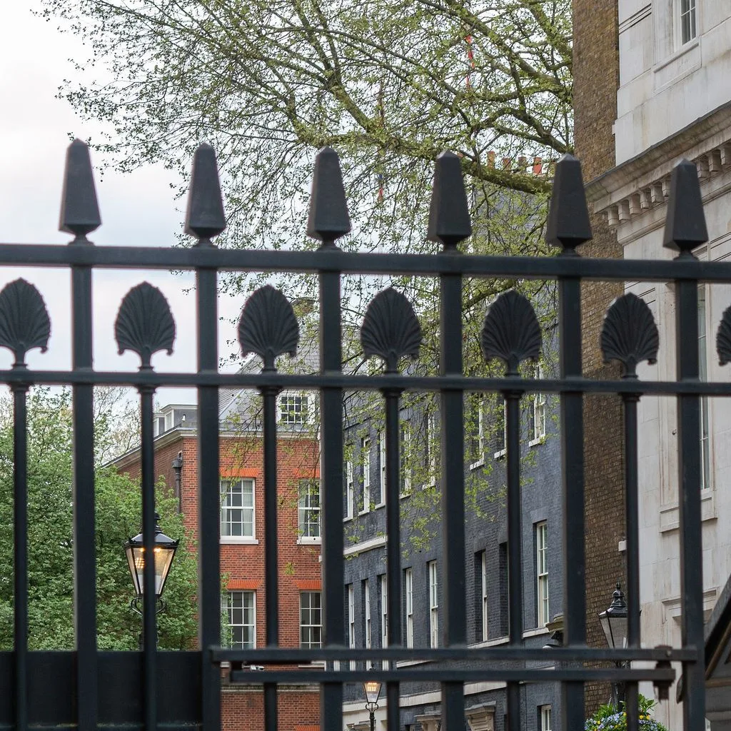 Downing Street through the gates