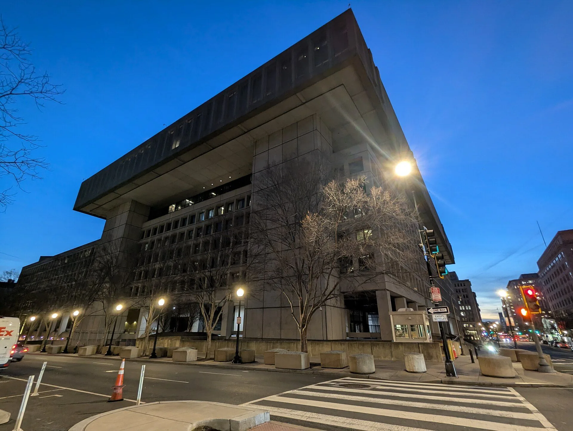 FBI headquarters at dusk