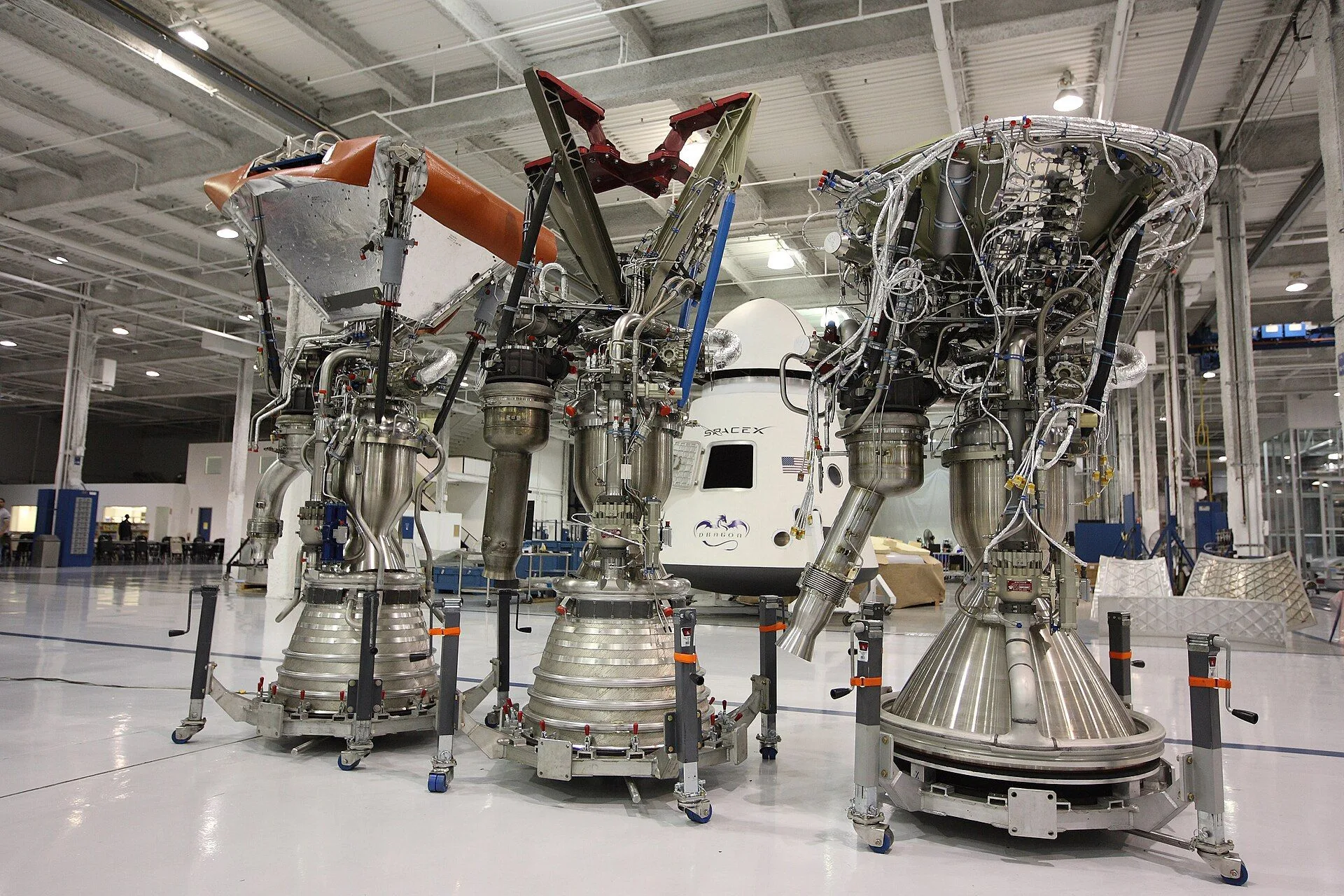 Merlin engines in SpaceX headquarters in Hawthorne, CA