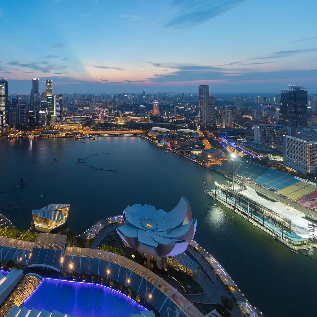 Skylines of the Central Business District, Singapore at dusk