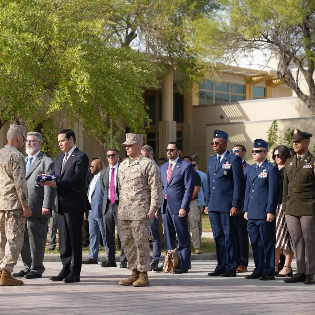 Marco Rubio participates in a flag-raising ceremony at Embassy Kuwait City in Kuwait, June 24, 2026