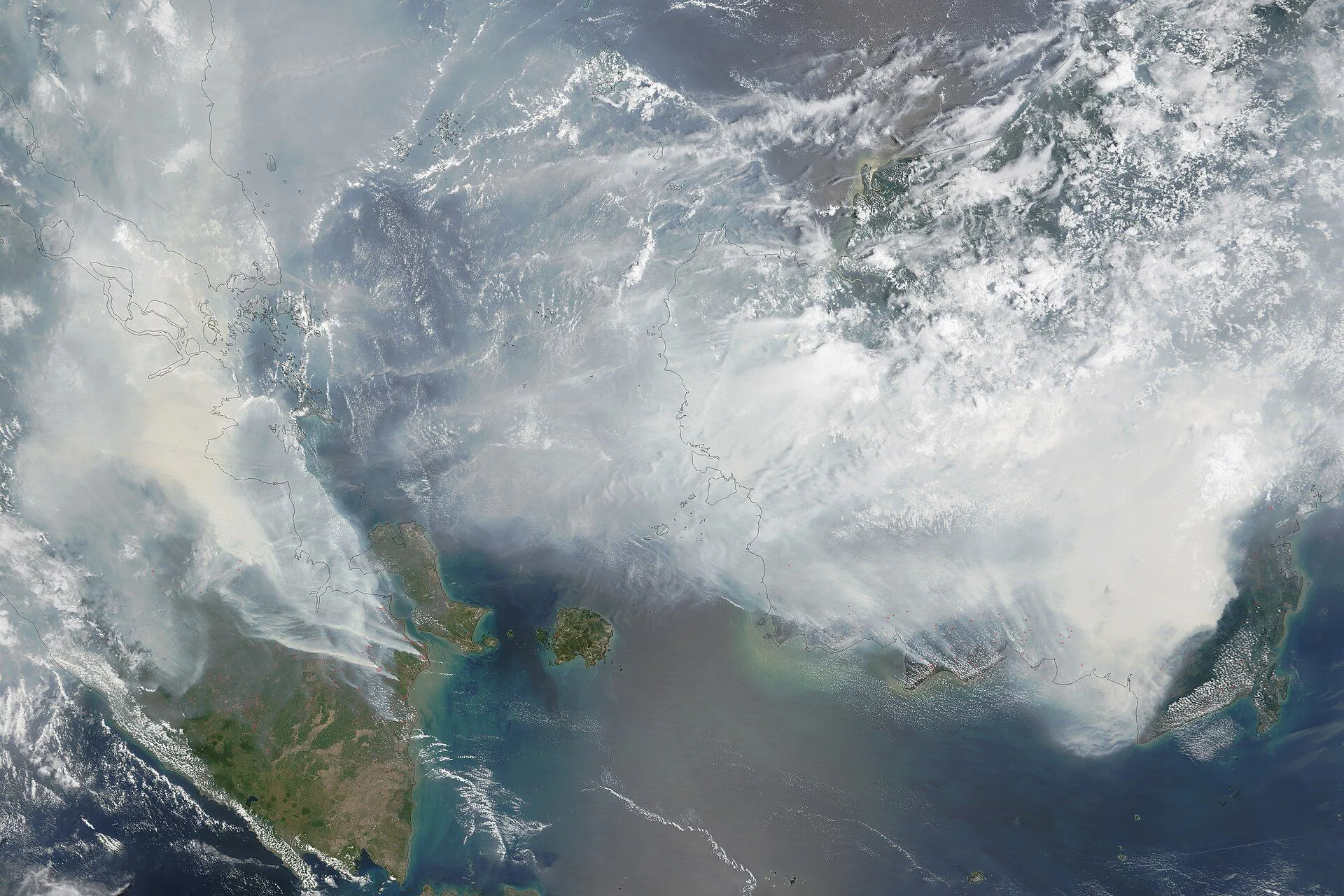 Satellite image of 2015 Southeast Asian haze - 20150924