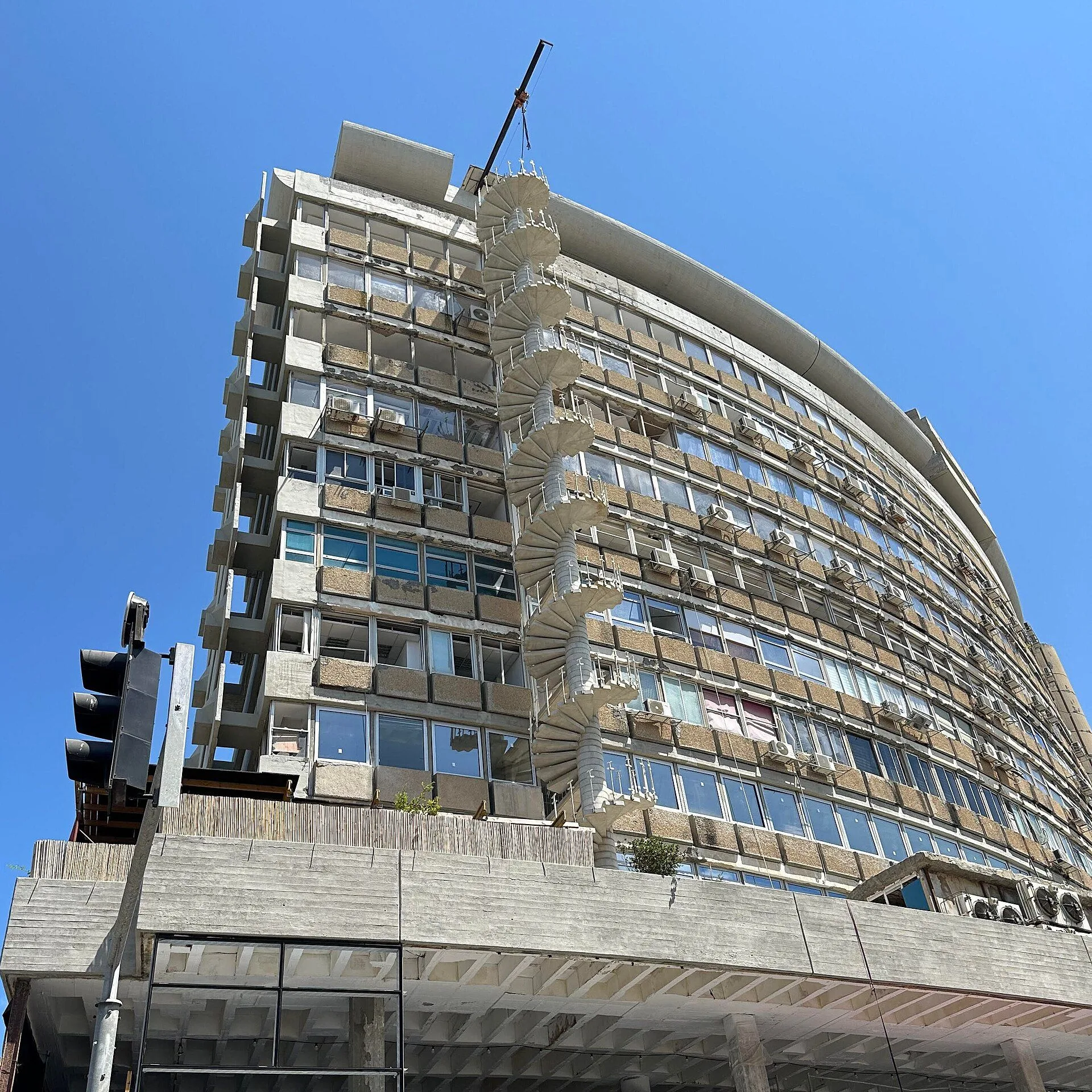 Building in Tel Aviv that was damaged by Houthi drone attack