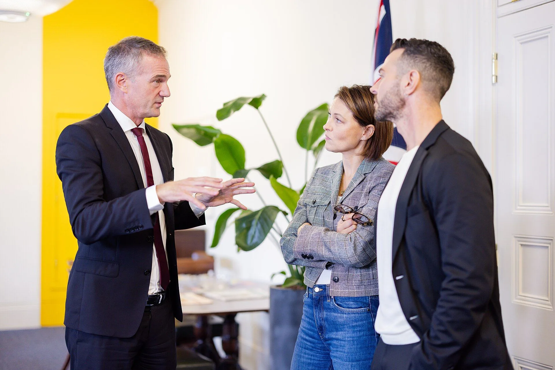 Behind the scenes before filming with Secretary of State Peter Kyle, Matt and Emma Willis in London, United Kingdom on 30 September 2024