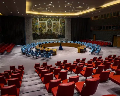 United Nations Headquarters - Security Council chamber, angled view