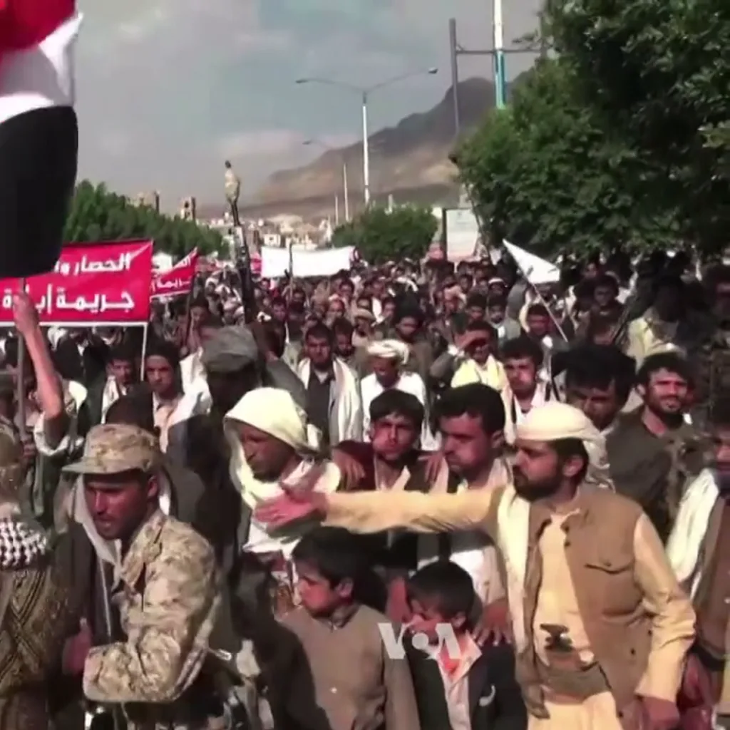 Houthis protest against airstrikes