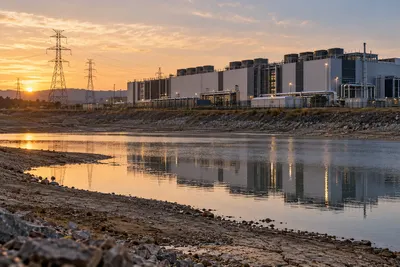 Generated cinematic editorial image for “How do data centres affect local water and power supplies?”.
