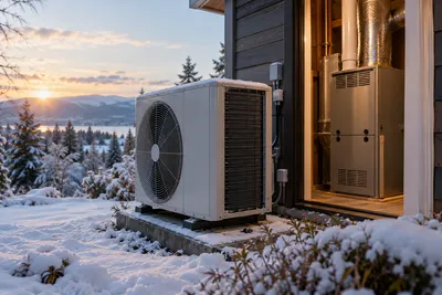 Generated cinematic editorial image for “How does a heat pump work and how is it different from a furnace?”.